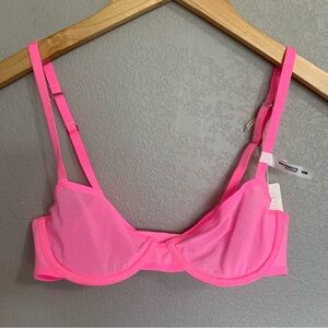 Smoothez Aerie Size 32B Hot Pink Unlined Sheer Mesh Underwire Balconette Bra NWT